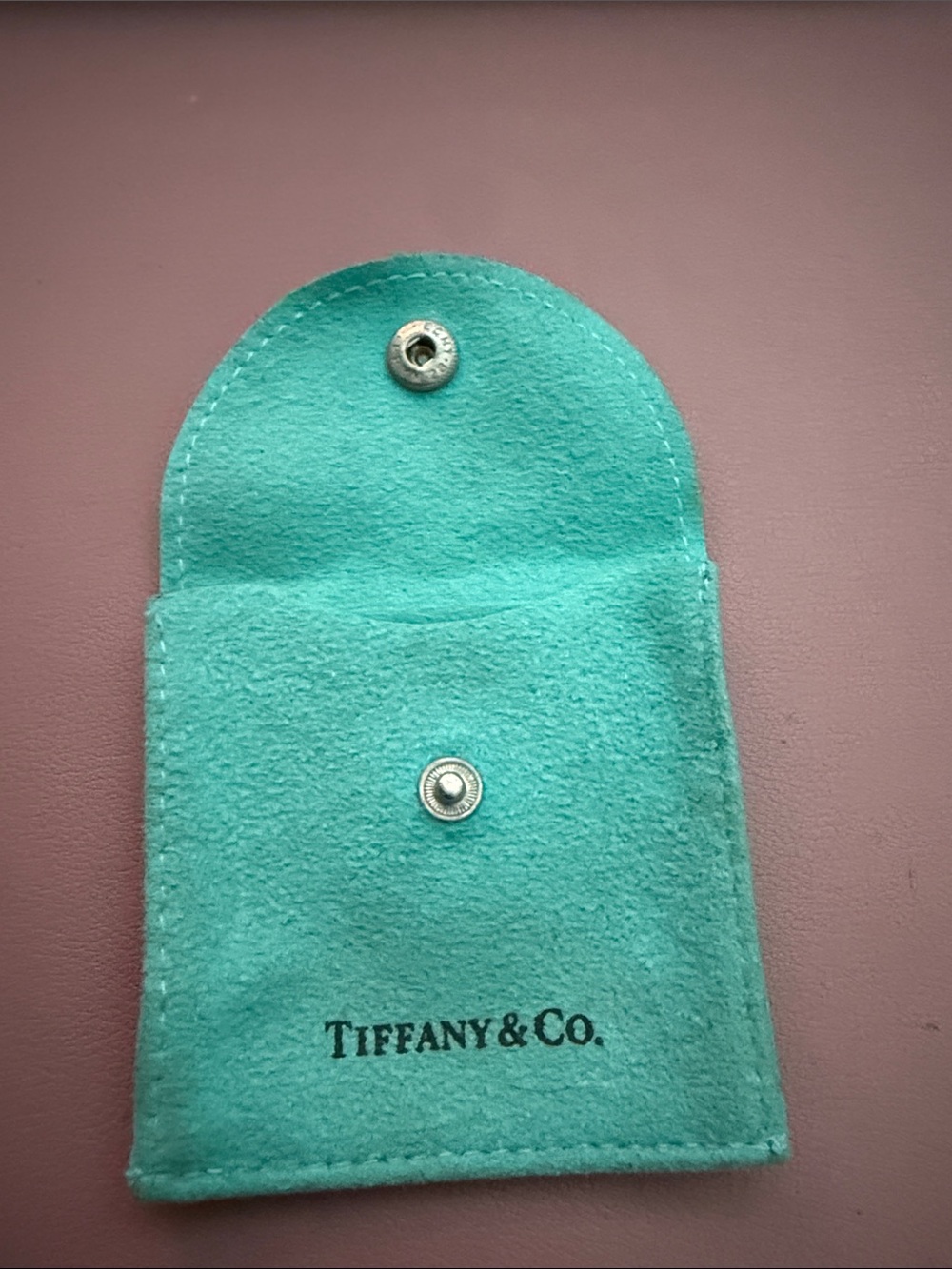 Tiffany & Co. Turquoise Suede Snap Pouch